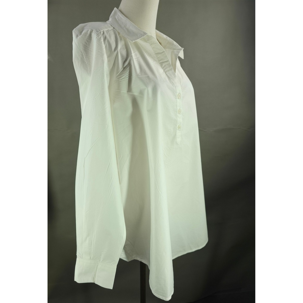 Style & Co Popover Blouse Womens 1X White Long Sleeve Minimalist Clean Girl Chic - Picture 3 of 8